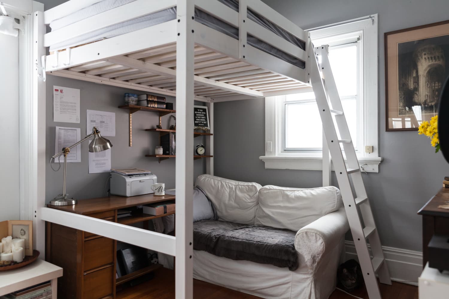 Loft bed with store full bed underneath